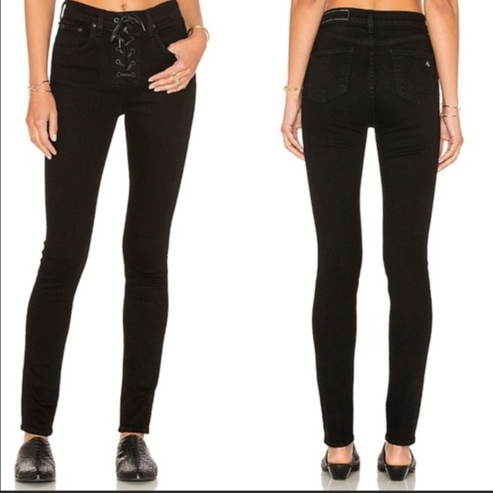Rag & Bone Black Lace Up High Rise Jeans size 27